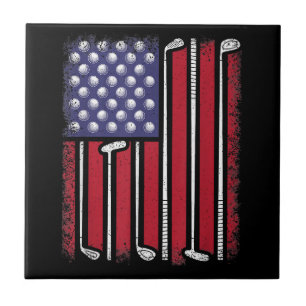 Funny Golf American Flag Golf Player Vintage Golfe Ceramic Tile