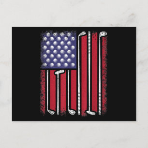 Funny Golf American Flag Golf Player Vintage Golfe Holiday Postcard