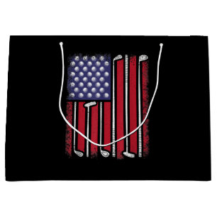 Funny Golf American Flag Golf Player Vintage Golfe Large Gift Bag