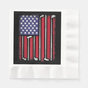 Funny Golf American Flag Golf Player Vintage Golfe Napkins