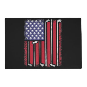 Funny Golf American Flag Golf Player Vintage Golfe Placemat