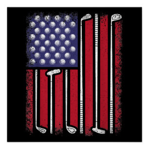 Funny Golf American Flag Golf Player Vintage Golfe Poster