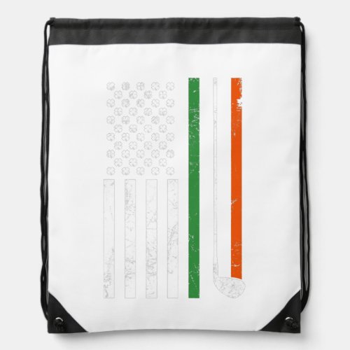 Funny Golf American Flag St Patricks Day Ireland Drawstring Bag