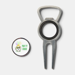 Funny Golf Ball Celebrating Mardi Gras  Divot Tool