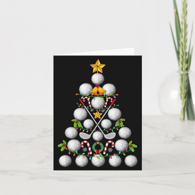 Funny Golf Ball Christmas Tree Christmas Golf Love Card (Front)