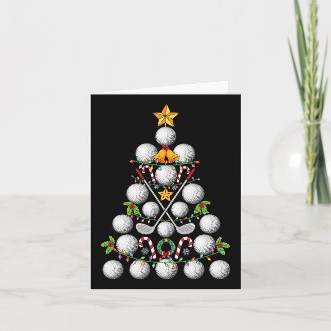 Funny Golf Ball Christmas Tree Christmas Golf Love Card (Front)