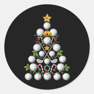 Funny Golf Ball Christmas Tree Christmas Golf Love Classic Round Sticker