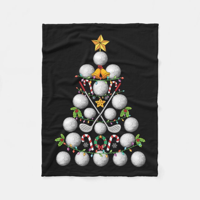 Funny Golf Ball Christmas Tree Christmas Golf Love Fleece Blanket (Front)