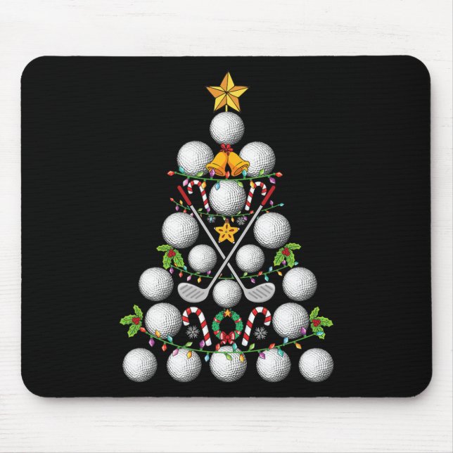 Funny Golf Ball Christmas Tree Christmas Golf Love Mouse Pad (Front)