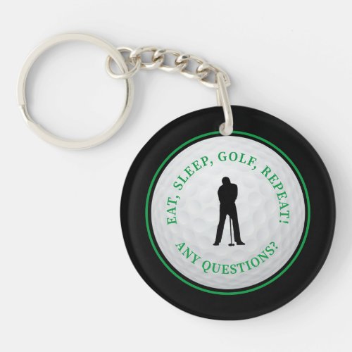 Funny Golf Ball Golfer Custom For Him Black Green Keychain