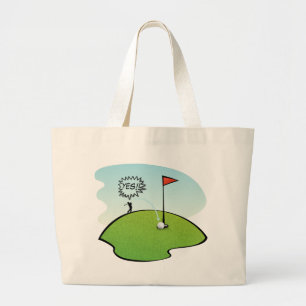 FUNNY GOLF BALL HOLE IN ONE, GOLFER GIFT LARGE TOTE BAG