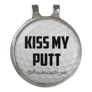 Funny Golf Ball Kiss My Putt Hat Clip