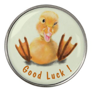 Funny Golf Ball Markers with Happy Duck and Text