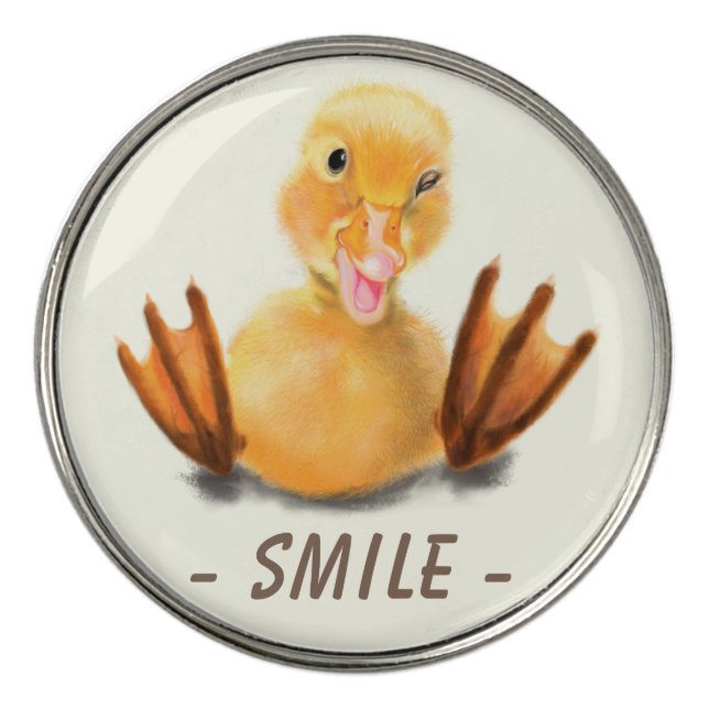 Funny Golf Ball Markers with Playful Duck - Smlie (Front)