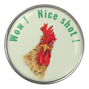 Funny Golf Ball Markers with Surprised Rooster