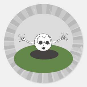 funny golf ball scared going into hole classic round sticker