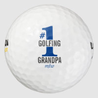 Funny Golf Balls #1 Golfing Grandpa Blue Monogram