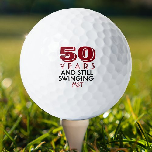 Funny Golf Balls 50th Birthday Party Monogrammed