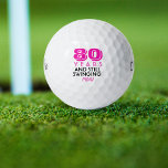 Funny Golf Balls 80th Birthday Party Monogrammed<br><div class="desc">Your golfer gal who is turning eighty will get a laugh from these personalized Golf Balls. Features a design with text that reads "80 Years and Still Swinging". (You can change the number to any year and color to your choice.) Personalize with monogrammed initials, name or date. A perfect for...</div>