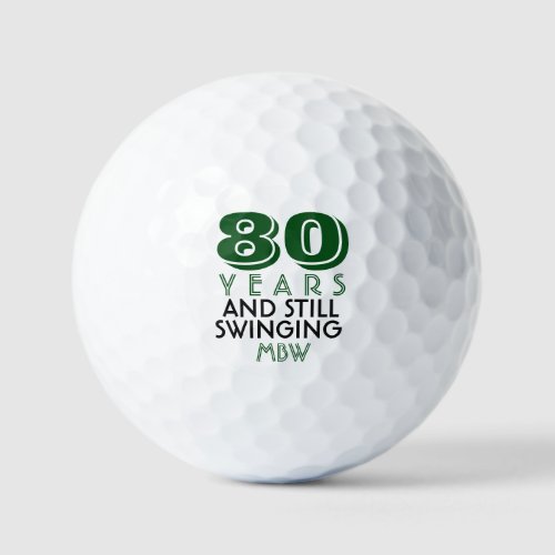 Funny Golf Balls 80th Birthday Party Monogrammed