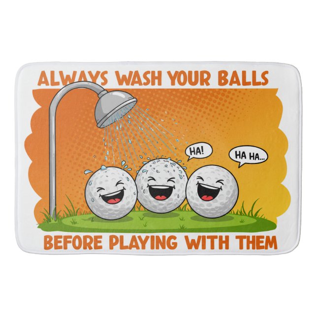 Funny Golf Balls Bathroom Bath Mat (Front)