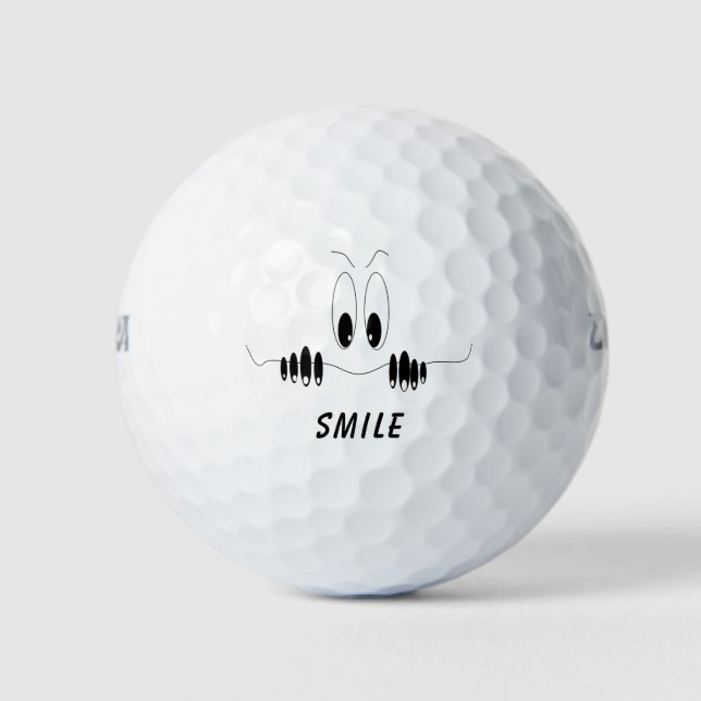 Funny Golf Balls with Curiosity Eyes - Smile (Front)