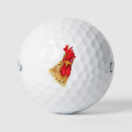Funny Golf Balls with Surprised Rooster