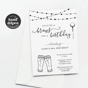 Funny Golf & Beer Birthday Party Invitation