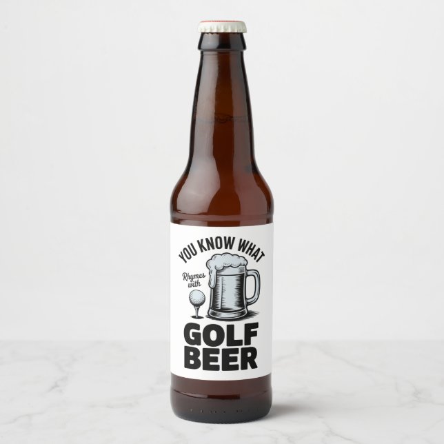 Funny Golf Beer Golfer Gift Beer Humor Golfing Bottle Label (Front)