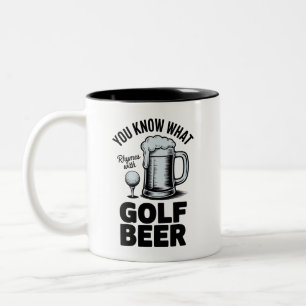Funny Golf Beer Golfer Gift Beer Humor Golfing Two-Tone Coffee Mug