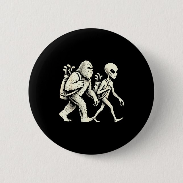 Funny Golf Bigfoot Sasquatch Alien Ufo Golfer  Button (Front)