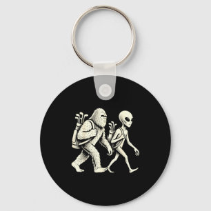 Funny Golf Bigfoot Sasquatch Alien Ufo Golfer  Keychain