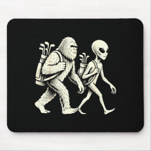 Funny Golf Bigfoot Sasquatch Alien Ufo Golfer  Mouse Pad