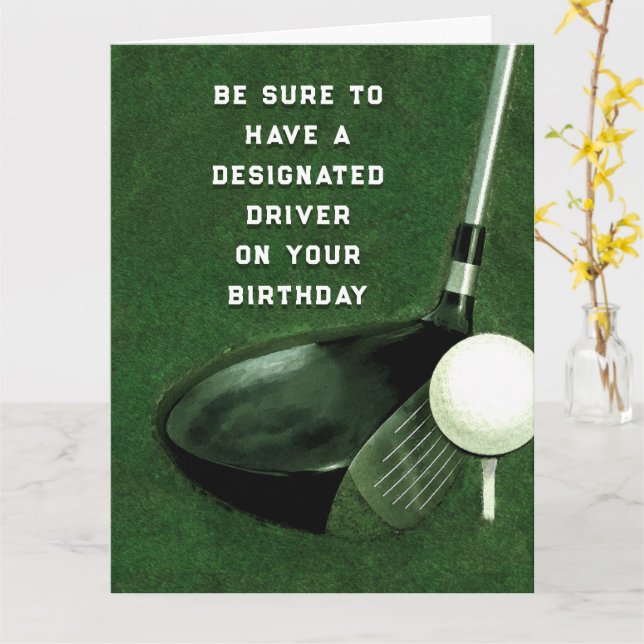 Funny Golf Birthday Card (Yellow Flower)