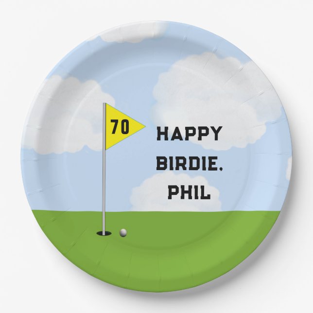 Funny Golf Birthday Paper Plates (Front)