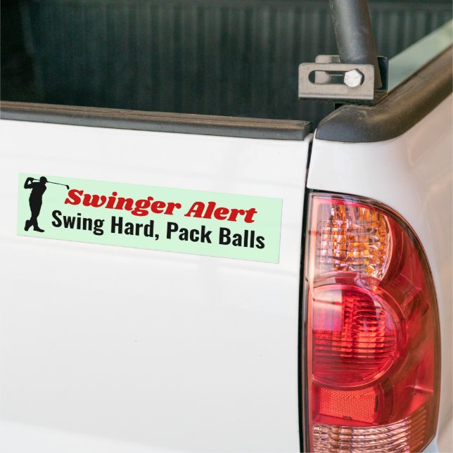 Funny Golf Bumper Sticker - Swinger Alert! (On Truck)