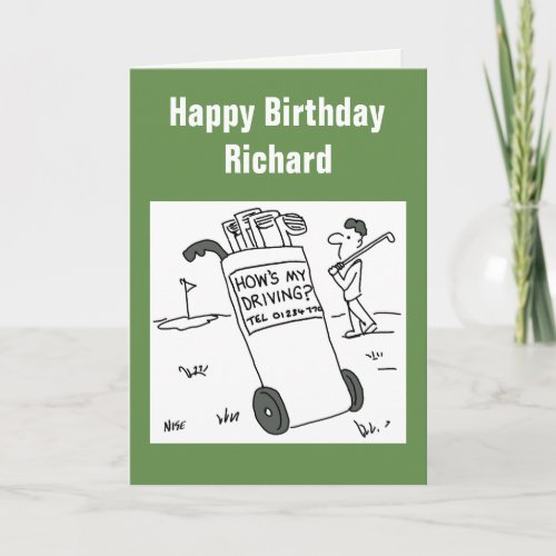 Funny Golf Card with Cartoon of a Golfer