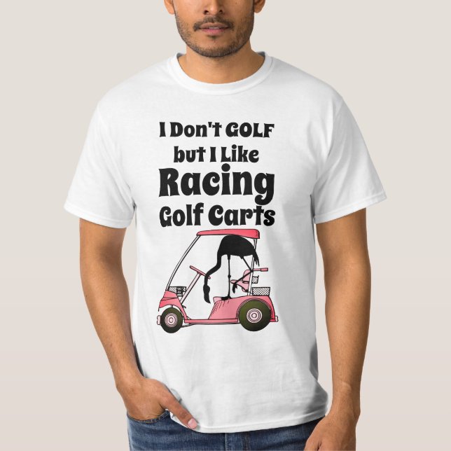 Funny Golf Cart Racing Flamingo T-Shirt (Front)