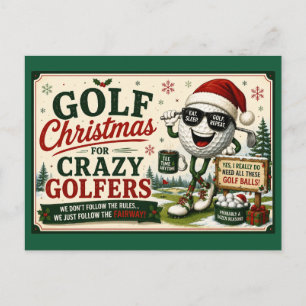 Funny Golf Christmas Saying for Golfers Holiday Postcard