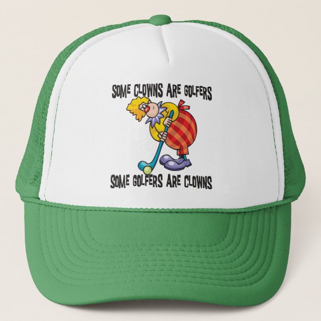 Funny Golf Clown Golfing Trucker Hat (Front)