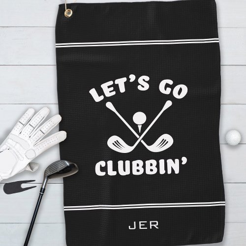 Funny Golf Club Humor Modern Golfer Sports Black Golf Towel