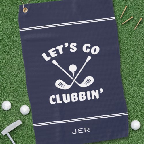 Funny Golf Club Humor Modern Golfer Sports Blue Golf Towel