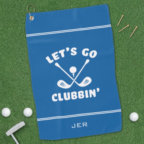 Funny Golf Club Humor Modern Golfer Sports Blue Golf Towel