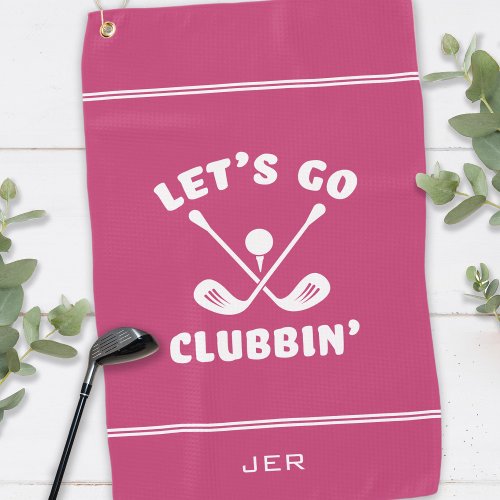 Funny Golf Club Humor Modern Golfer Sports Pink Golf Towel