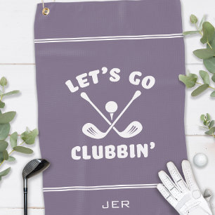 Funny Golf Club Humor Modern Golfer Sports Purple Golf Towel