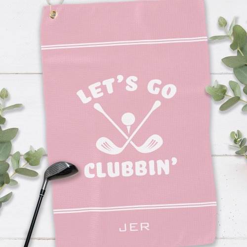 Funny Golf Club Modern Golfer Sports Trendy Pink Golf Towel