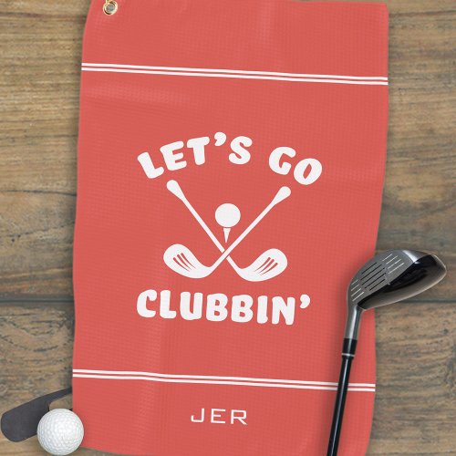 Funny Golf Club Modern Golfer Sports Trendy Red Golf Towel