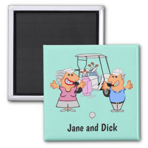 Funny Golf Couple Cartoon Magnet