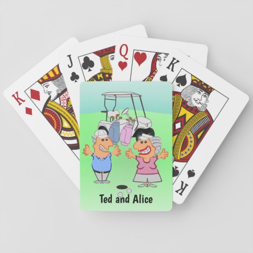Funny Golf Couple Cartoon Poker Cards