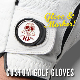 Funny Golf Dad Monogram Retro Skull Crossed Tees Glove